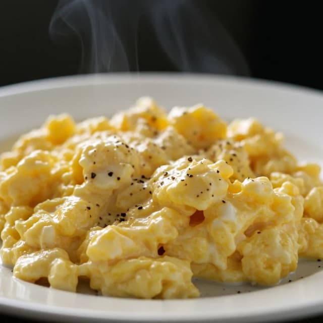 basic scrambled eggs with milk and butter