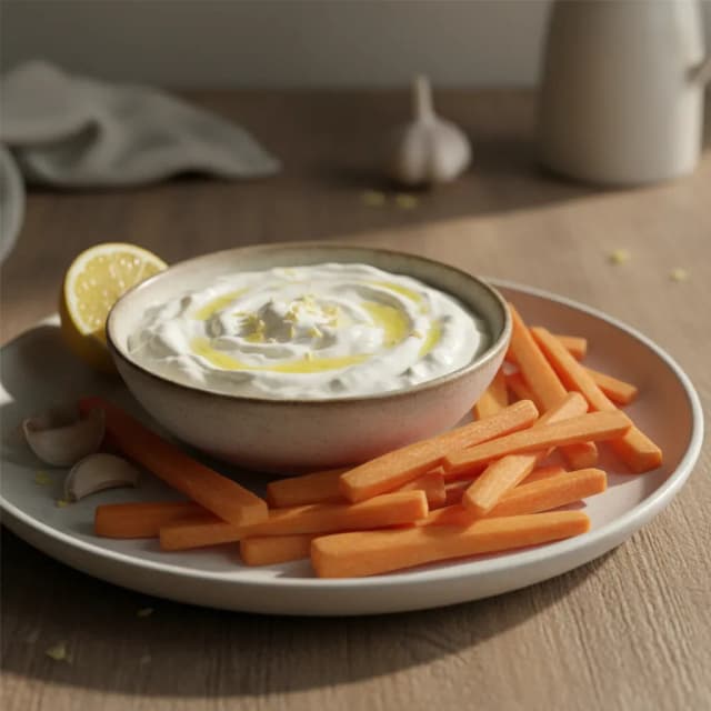carrot sticks with yogurt dip
