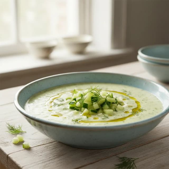 cold cucumber ayran soup