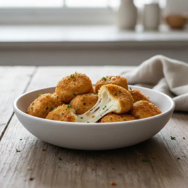 golden butter fried mozzarella bites