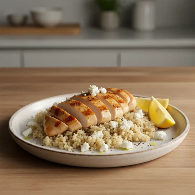 grilled chicken with quinoa and lemon feta