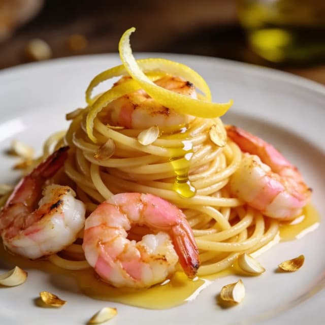 lemon garlic shrimp spaghetti