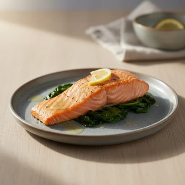 lemon salmon with spinach