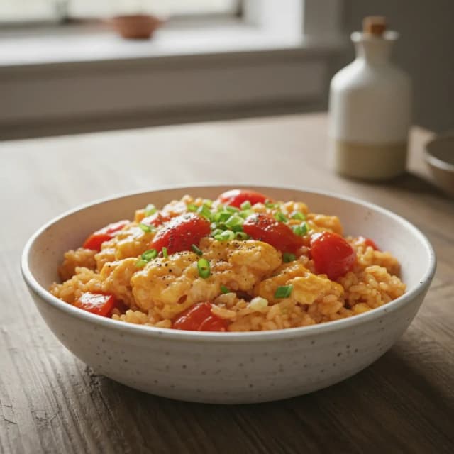 tomato egg rice skillet